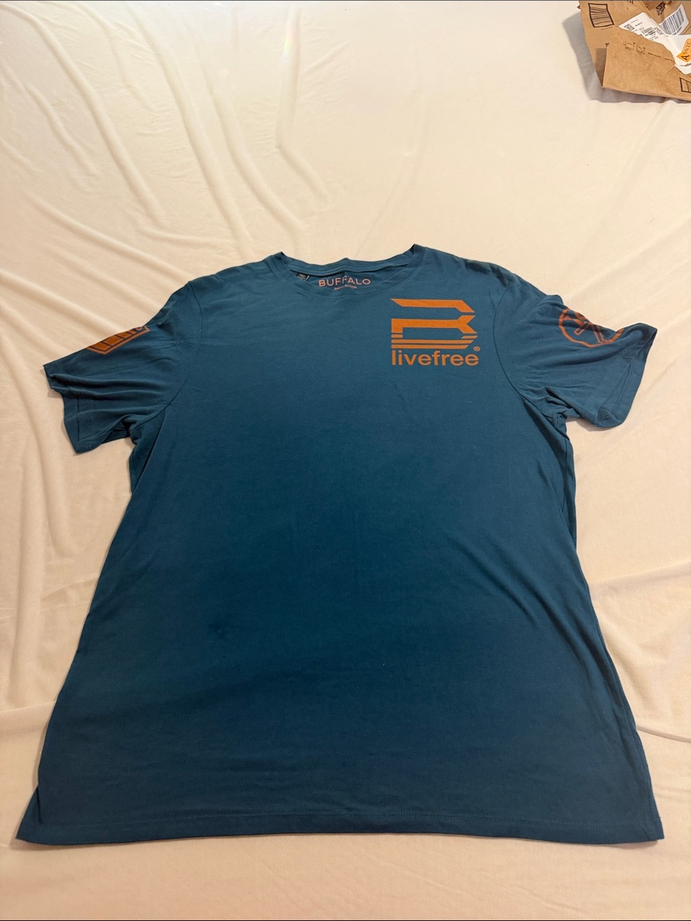 Buffalo David Bitton Teal Short Sleeve Tee with Orange Logo